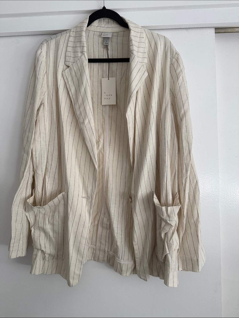 A New Day Cream Pinstripe Blazer Size XL